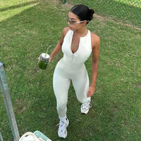 Zip-Back Sleeveless Gym Jumpsuit