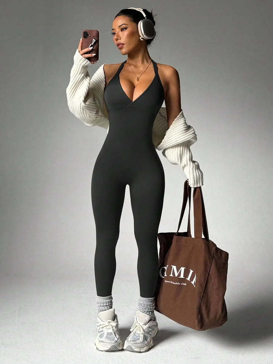 ShapeLift™ V-Neck Jumpsuit 💕👗 — Sculpt, Support & Smooth