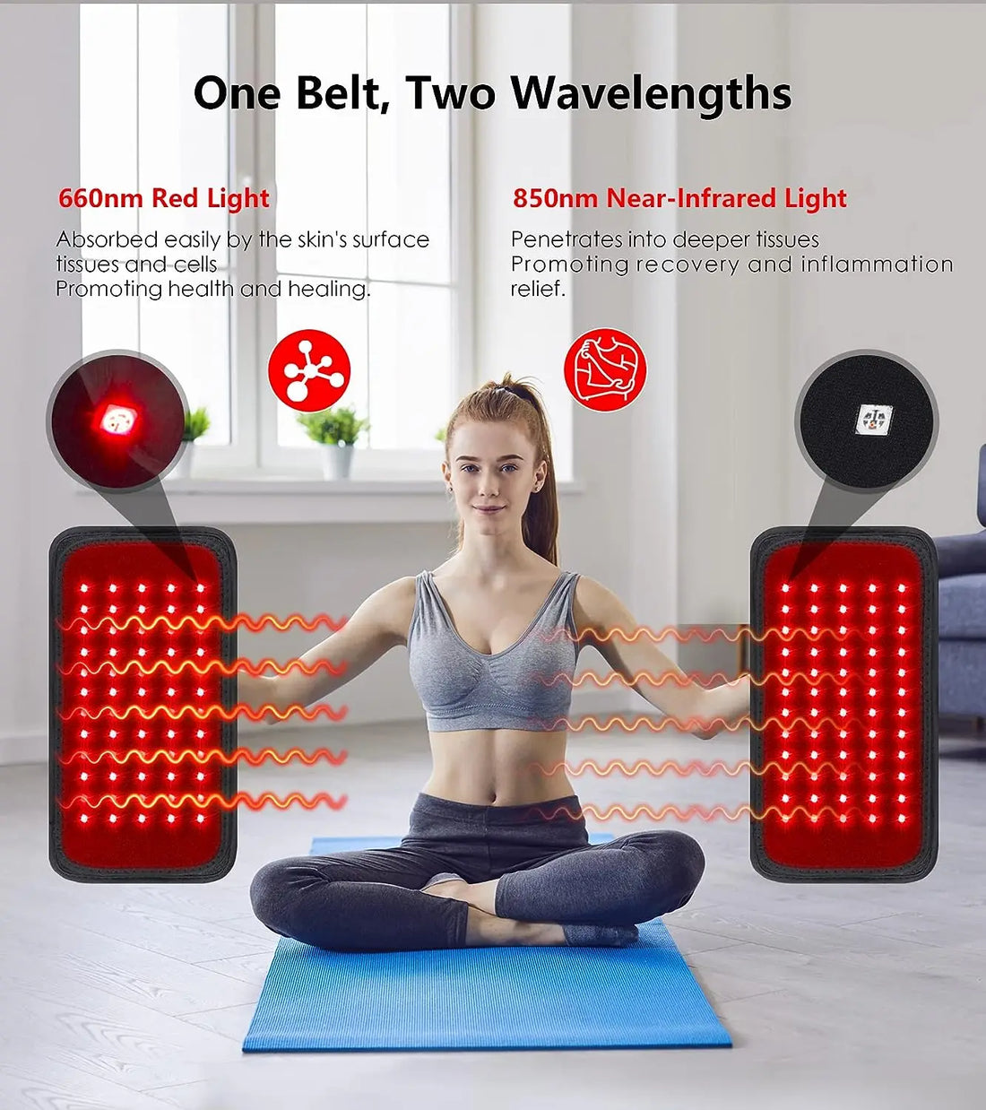 Infrared Therapy Belt — Red Light Heat Wrap for Back & Waist