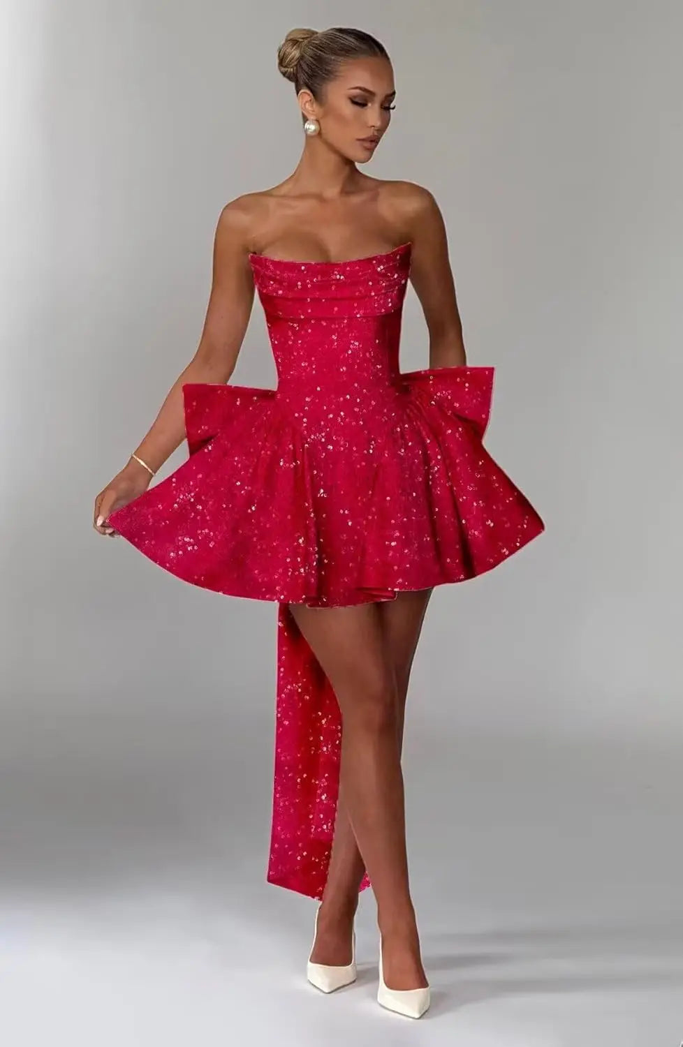 Strapless Sequin Homecoming Mini Dress – Sparkly Prom Dress