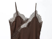 Satin Lace Backless Mini Dress