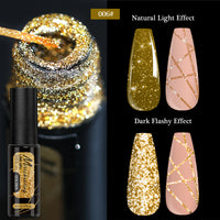 FOUR LILY 5ml Reflective Glitter Liner Nail Gel Polish Gold Silver Red Sparkling Nail Supplies UV/LED Varnish Painting Gel