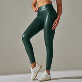 Scrunch-Back PU Leather Leggings