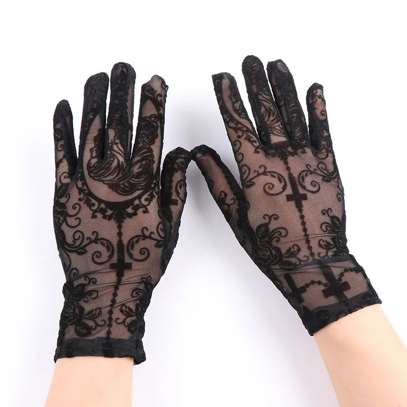 Skeleton Lace Halloween Gloves