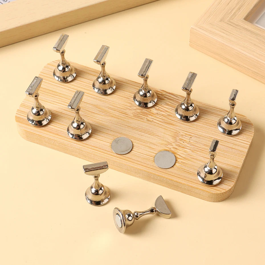 Magnetic Nail Practice Stand Strong Magnetic Nail Tips Holder Practice Display Nail Fake Nail Display Stand Set Holders Manicure