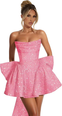 Strapless Sequin Homecoming Mini Dress – Sparkly Prom Dress