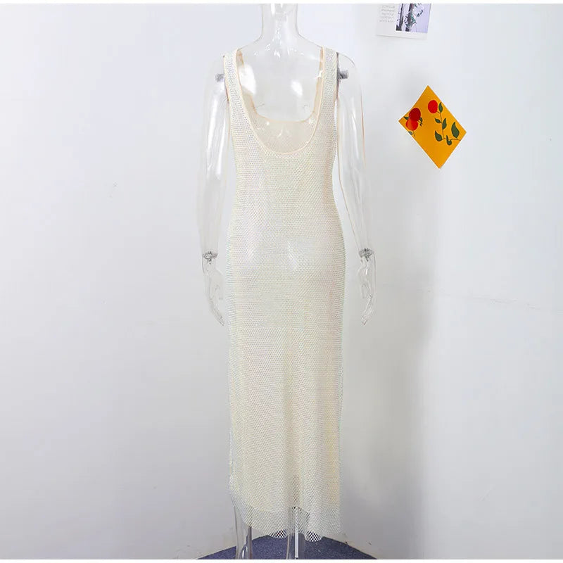 Square-Neck Mesh Sequin Mini Dress – Glitter Cocktail Dress