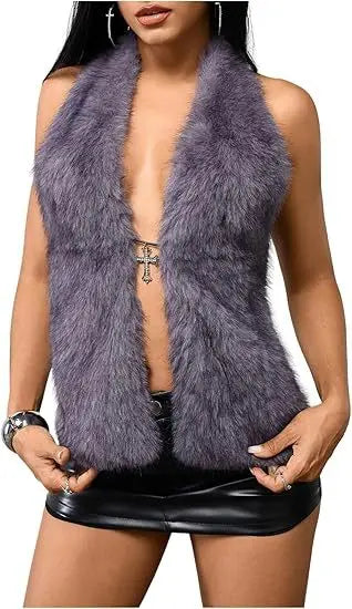 Faux Fur Halter Vest