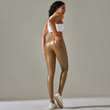 Scrunch-Back PU Leather Leggings