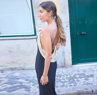 Gold Chain Black Maxi Dress – Sleeveless Slim-Fit Evening Gown