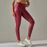 Scrunch-Back PU Leather Leggings