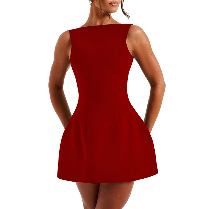 Mock-Neck Zip Sleeveless A-Line Mini Dress – Summer Cocktail