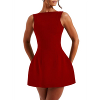 Mock-Neck Zip Sleeveless A-Line Mini Dress – Summer Cocktail