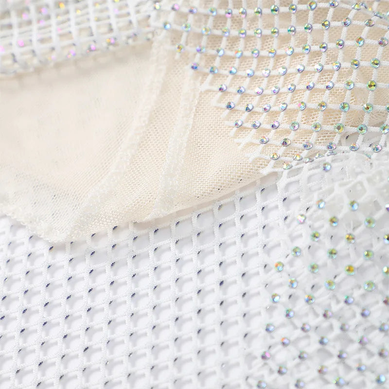 Square-Neck Mesh Sequin Mini Dress – Glitter Cocktail Dress