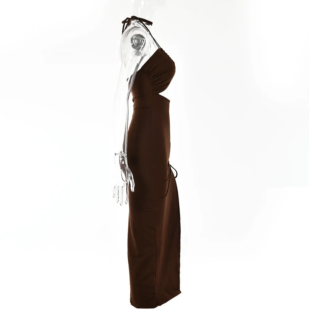 The Cut-Out Ruched Slit Midi Dress