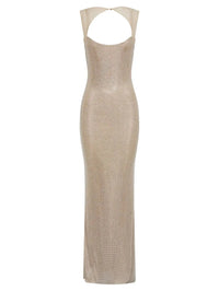 Rhinestone Backless Maxi Party Dress – Summer Evening Gown