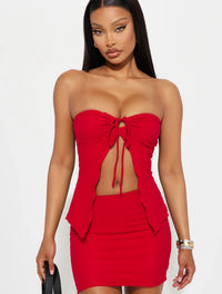 Women's Solid Color Tube Top & Skirt Two-piece Set, Fashion Casual Sleeveless Top &Bodycon Skirt for Daily Outdoor Wear, LadiesC