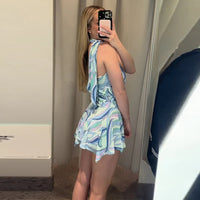 Pleated Cut-Out Maxi Dress – Sleeveless Backless Beach Dress