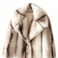 Striped Faux Fur Oversized Coat