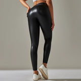 Scrunch-Back PU Leather Leggings