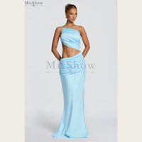 Pleated Lace-Up Formal Evening Gown – Sleeveless Mermaid Dress