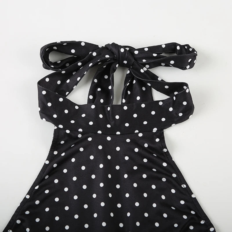 Polka Dot Halter Mini Dress