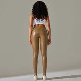 Scrunch-Back PU Leather Leggings