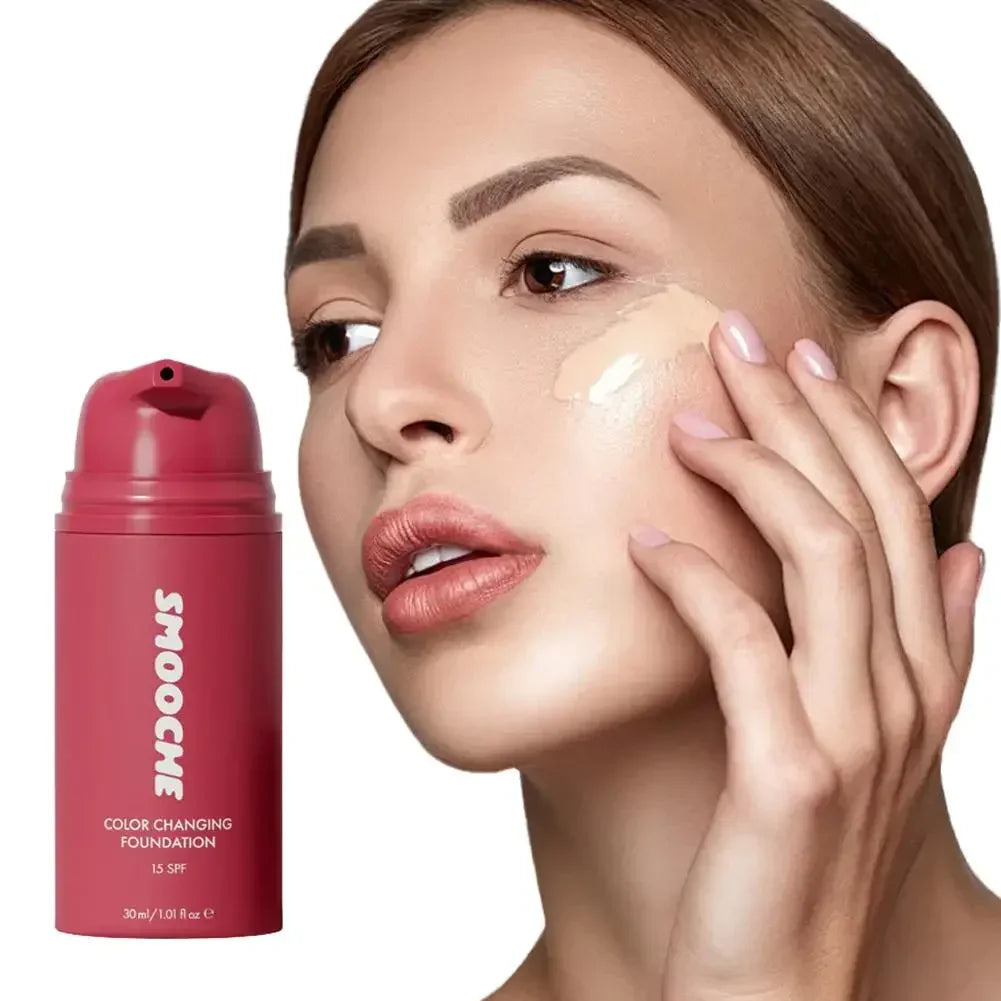ToneMelt Adaptive Foundation being blended on the cheek with fingertips