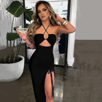 The Cut-Out Ruched Slit Midi Dress
