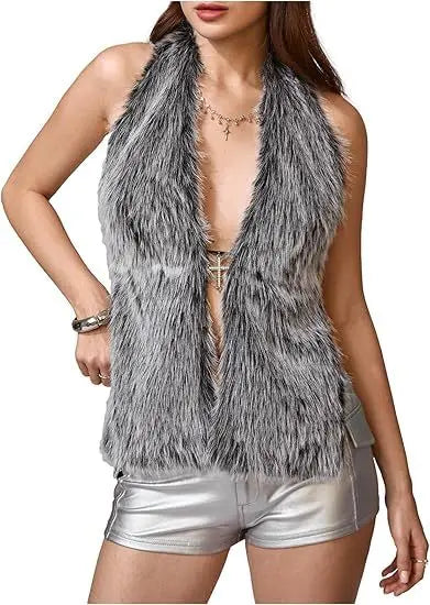 Faux Fur Halter Vest