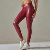 Scrunch-Back PU Leather Leggings