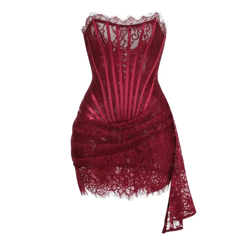 Strapless Lace Mini Dress
