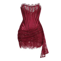 Sheer Lace Strapless Evening Dress