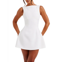 Mock-Neck Zip Sleeveless A-Line Mini Dress – Summer Cocktail