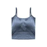 1PC Korean Women's Solid Color Spaghetti Straps Sleeveless Slim Camisole With Chest Pad