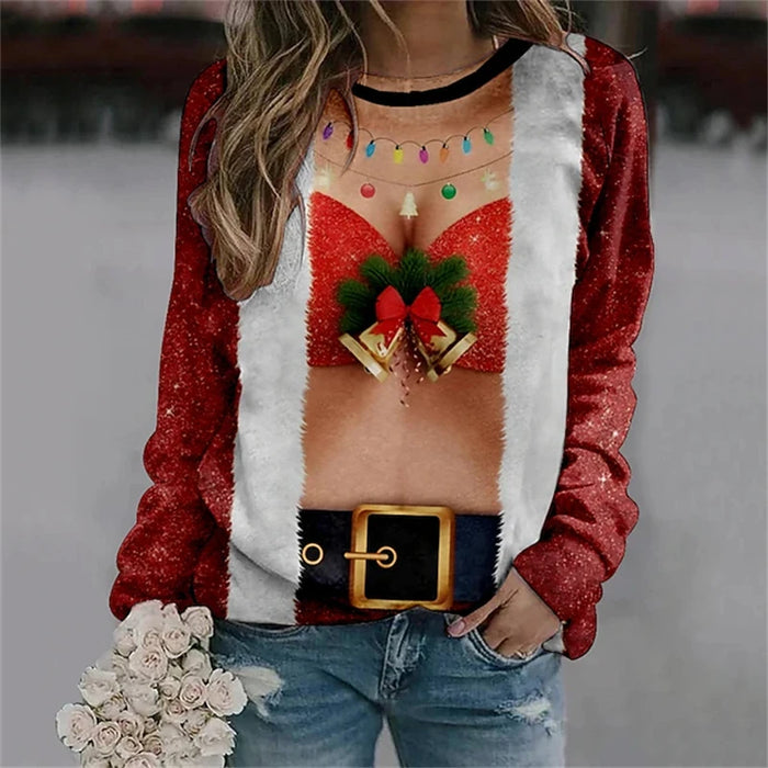 NaughtyNest Lights & Bells Bikini sweatshirt with Christmas lights and gold bells