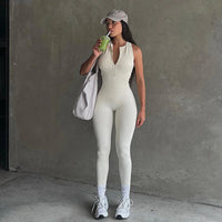 Zip-Back Sleeveless Gym Jumpsuit