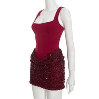Burgundy Corset Sequin Mini Dress – Wine Party Dress