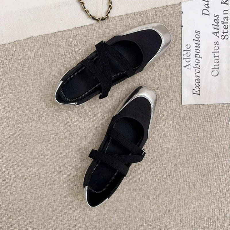 2025 Spring/Fall New Mary Jane Flats - Ballet-Inspired Round-Toe Slip-On Shoes with Elastic Strap, Vintage Work Pumps for Women