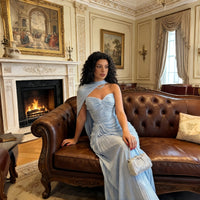 Satin Mermaid Evening Gown – Sweetheart Ruffle Prom Dress