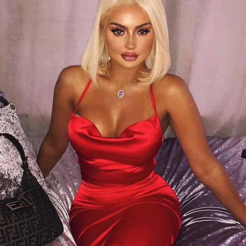 Luna Satin Midi Dress