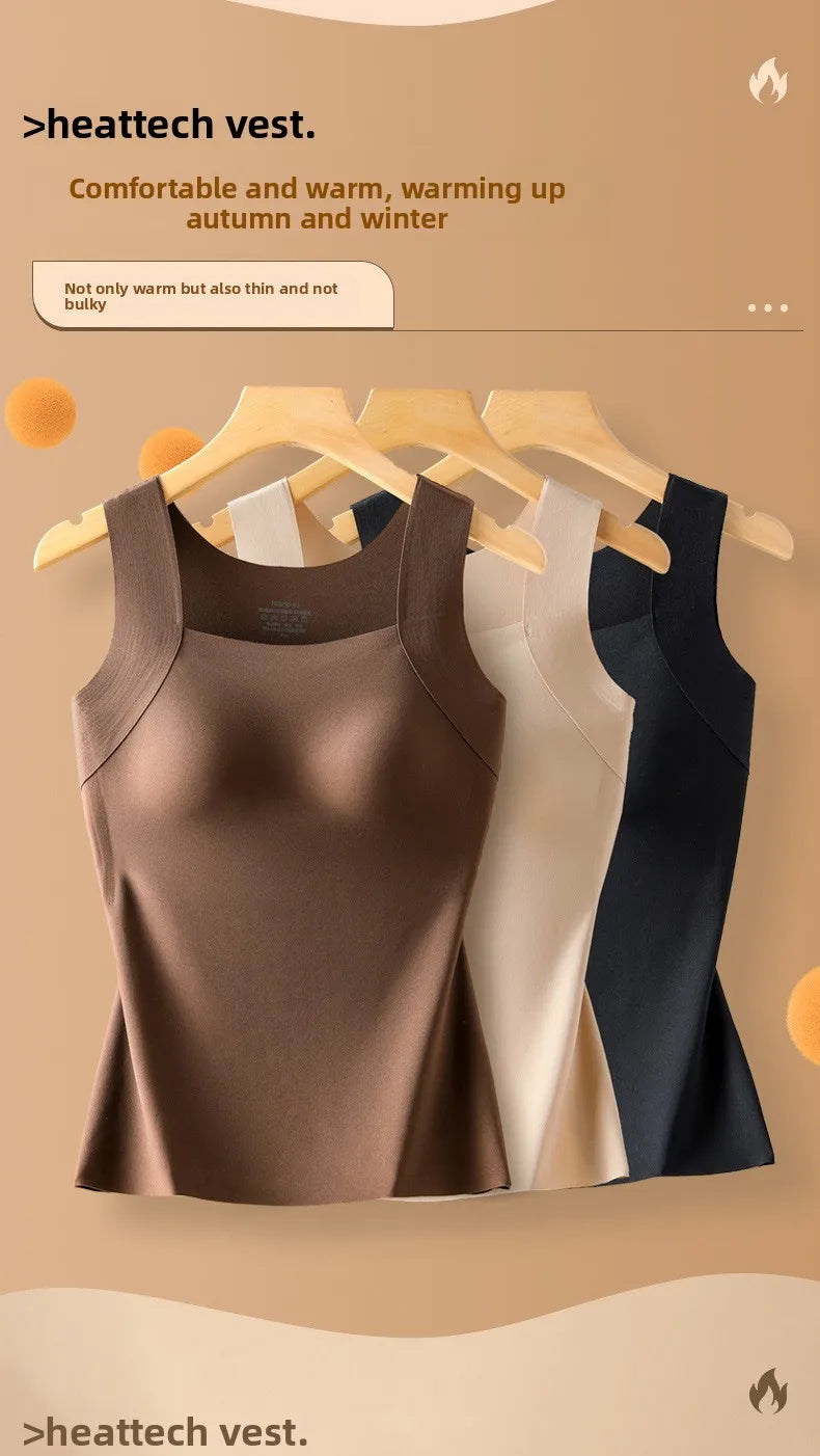 Gilet thermique sans couture avec soutien-gorge intégré – Débardeur grande taille à col carré