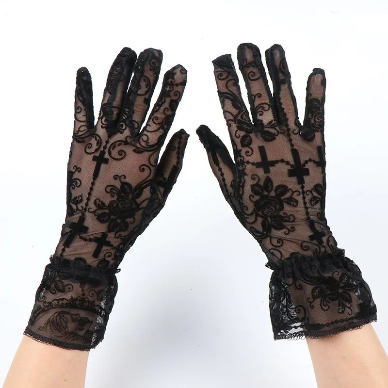Skeleton Lace Halloween Gloves