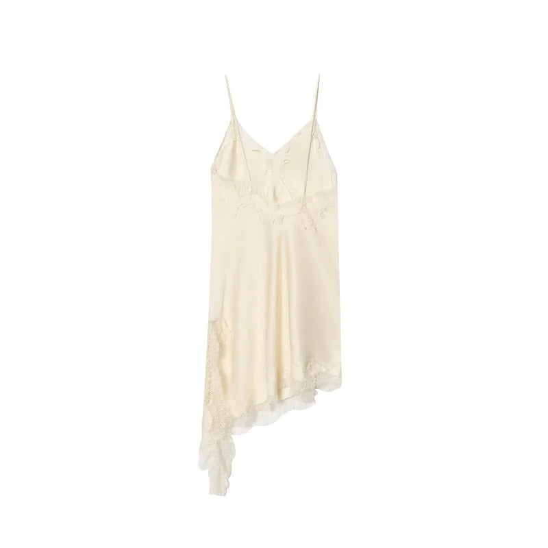 Satin Lace Backless Mini Dress