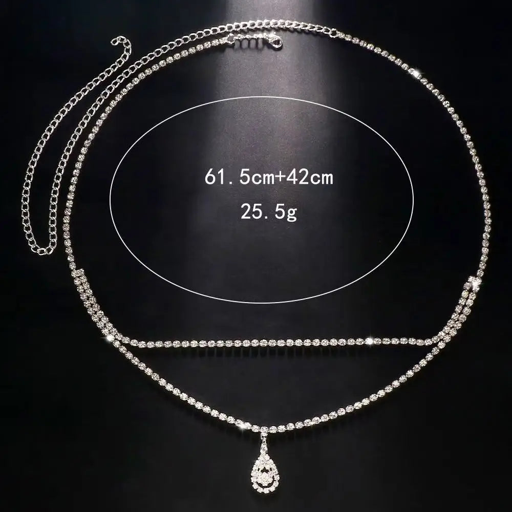 Doppelketten-Taillen-Schmuck mit Strasssteinen