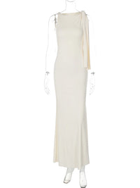 Women's Sleeveless O-Neck Patchwork Bodycon Maxi Dress Summer Fashion Sexy Prom Party Club Y2K Ankle-Length Polyester Elastic