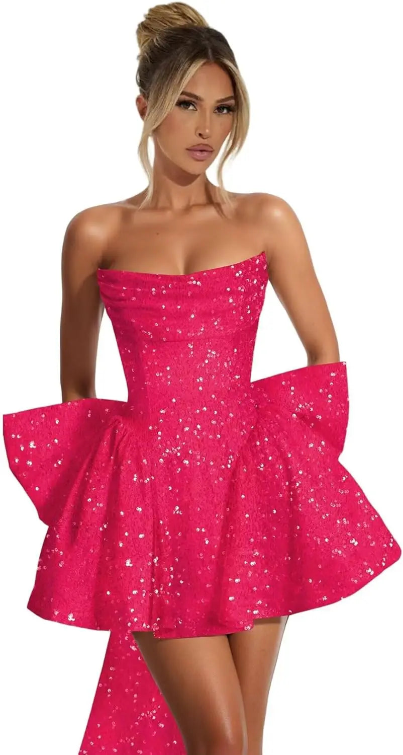 Strapless Sequin Homecoming Mini Dress – Sparkly Prom Dress