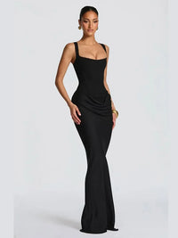 The Pleated Strapless Split Maxi Gown