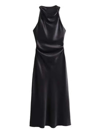 Satin Long Dresses for Women 2026 Summer Slip Midi Dress Woman Sexy Evening Party Dress Sleeveless Female Elegant Dresses