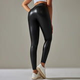 Scrunch-Back PU Leather Leggings
